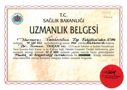 Uzmanlık Belgesi – Medical Specialization Certificate